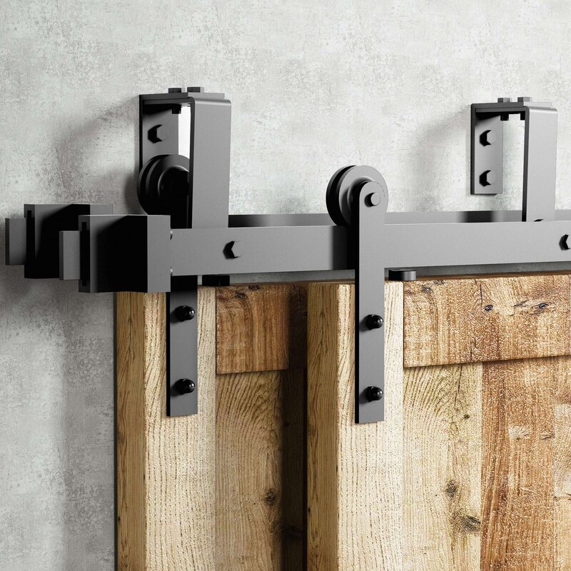 Homacer Double Bypass Barn Door Hardware Kit | Wayfair